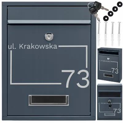 Zdjęcie produktu dla Mała Antracytowa Skrzynka Pocztowa Na Listy + Wzór