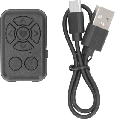 Produktbild von Telefon, Bluetooth-Fernbedienung, wiederaufladbar, 7 Tasten, kabelloser Mediencontroller für Romane, Fotos, Videos, Lautstärkeregelung, Schwarz