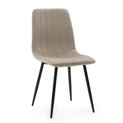 Produktbild von NEW HOME Stuhl GELA Esszimmerstuhl gepolsterter Wohnzimmerstuhl mit Steppung - dunkelbeige - moderne Samt Velours Möbel