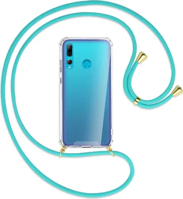Produktbild von Handykette Backcover-Schutzhülle mit Band (Metall goldfarben) für Huawei P Smart Plus 2019 - türkis