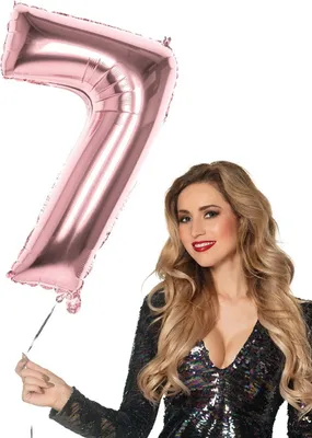 Produktbild von XL Folienballons Zahl 86 cm groß - Rose Gold - Luft oder Helium Luftballons Zahl 7 - Folienballon 86 cm