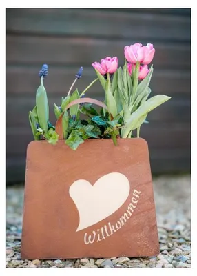 Produktbild von Tasche zum Bepflanzen "Willkommen großes Herz" 32x27x12 cm