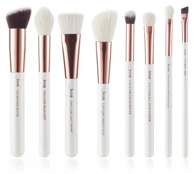 Image de Jessup T219 Set de 8 Pinceaux Maquillage Blanc Or Rose
