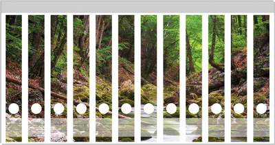 Produktbild von Wallario Ordnerrücken Sticker, selbstklebend für schmale Ordner, 12 Stück, Motiv Fluss im Wald