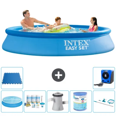 Obrázek produktu pro Kulatý nafukovací bazén Intex Easy Set - 305 x 61 cm - modrý - obsahuje markýzu - balíček na údržbu - filtrační čerpadlo pro bazén - filtr - čisticí sadu - dlažbu