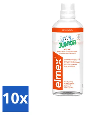Produktbild von 10 x Elmex Junior Mundspülung - Anti-Karies - 400 ml - Vorteilspackung - 10 Stücke