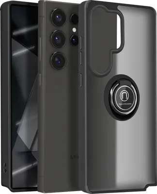 Zdjęcie produktu dla Avizar, etui na telefon Samsung Galaxy S25 Ultra z metalowym pierścieniem i uchwytem wideo, czarne