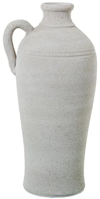 Bodenvase mit Keramikgriff, Sandweiß, 26x26x50 cm