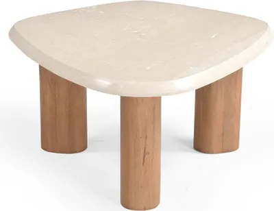 Produktbild von Couchtisch Nuvé Mangoholz Natur / Botticino Marmor, Masse:84 cm X 75 cm