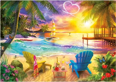 Produktbild von Educa Puzzle Liebesstrand 1000 Teile - Erwachsenenpuzzle