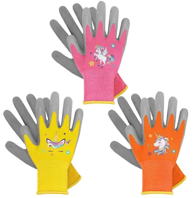 Image de 3 paires de gants de jardinage pour enfants, gants de travail enduits de latex, gants pour garçons et filles
