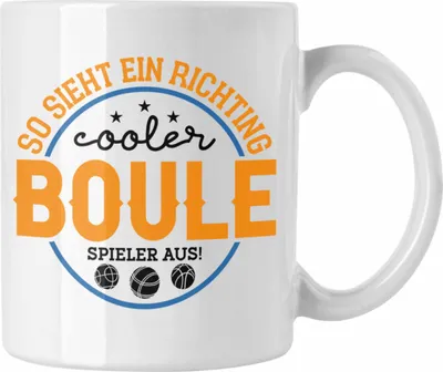Produktbild von Trendation - Boule Tasse "So Sieht Ein Richtig Cooler Boule Spieler Aus" Tasse - Geschenk für Boule-Fans mit Spruch (Weiß)