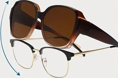Produktbild von GKA A Überzieh Sonnenbrille für Brillenträger braun Fit Over Übersonnenbrille Überziehbrille Überbrille Damen und Herren UV-Schutz