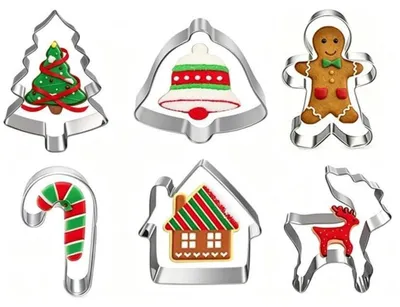 Image de 6 emporte-pièces de Noël en acier inoxydable, avec 6 motifs différents