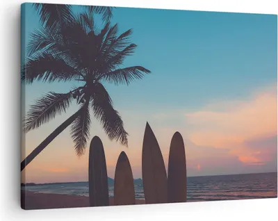Produktbild von Bild auf Leinwand - Leinwandbild - Strand Meer Palme - 70x50cm - Wand Bild - Wanddeko - Wandbilder - Leinwanddruck - Bilder - Kunstdruck - Wanddekoration - Leinwand bilder - Wandkunst - AA70x50-4080