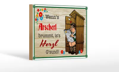Produktbild von Holzschild Spruch 18x12 cm wenn's Arscherl brummt