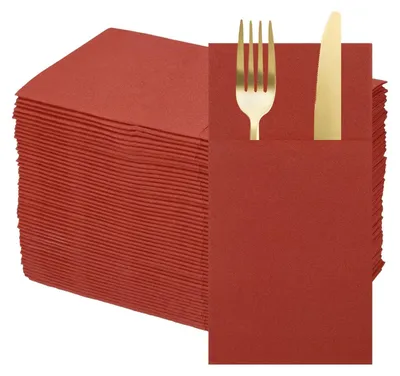 Image de 50 serviettes en papier jetables avec poche à couverts - Serviettes de table pour mariages et événements