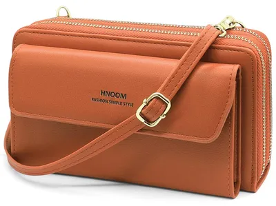 Productafbeelding van Telefoontasje bruin, crossbody tas, voor reizen, met kaartvakken en schouderriem