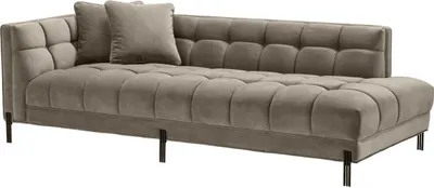 Produktbild von Casa Padrino Luxus Lounge Sofa Greige / Schwarz 223 x 95 x H. 68 cm - Linksseitiges Wohnzimmer Sofa mit edlem Samtsoff und 2 Kissen