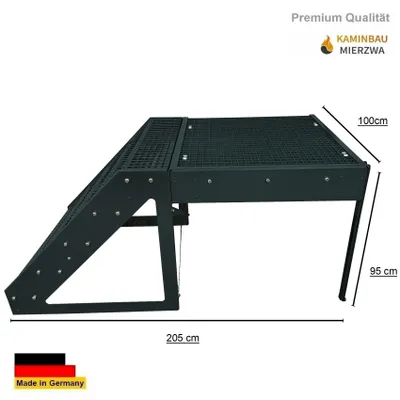 Obrázek produktu pro Schodiště s podestou, ocelové schodiště, 5 stupňů, volně stojící, výška 95 cm včetně podesty 100 × 100 cm, bez zábradlí, antracitová barva, směr schodiště vlevo nebo vpravo