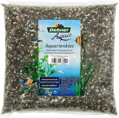 Produktbild von Dehner Aqua Aquarienkies Palaro, Edelkies, Körnung 3 - 5 mm, 5 kg, weiß/grau/schwarz