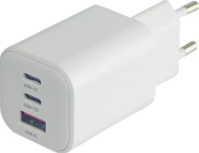 Obrázok produktu pre QUATPOWER USB nabíjačka P816, 65 W, trojcestná, 2 x USB-C, 1 x USB-A, biela