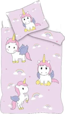 Produktbild von Einhorn Baby-Bettwäsche 100 x 135 cm | Rosa | 100 % Baumwolle