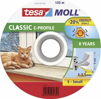 Zdjęcie produktu dla Uszczelki do okien i drzwi gumowe "E", 9 x 4 mm x 100 m, białe