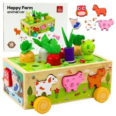 Produktbild von Lernspielzeug aus Holz „Happy Farm“, magnetischer Wurmsortierer