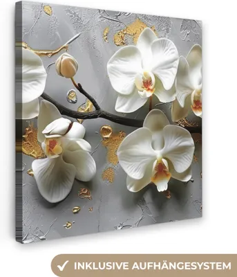Produktbild von MuchoWow® - Leinwandbilder - Blumen - Orchidee - Abstrakt - Modern, Wandbild, Wanddeko Bilder Wohnzimmer, 50x50 cm