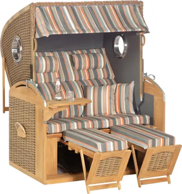Produktbild von Sunny Smart Strandkorb 305 Z Comfort XL Teak antik-braun Stoff 1235