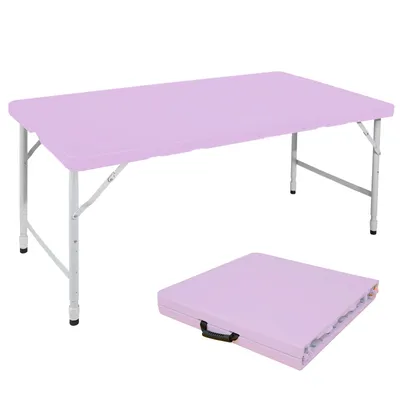 Produktbild von Zimilo 125 cm Klappbarer Multifunktionstisch mit Griff, Höhenverstellbar, Belastbar bis 150 kg, für Camping, Garten und Indoor, Lila