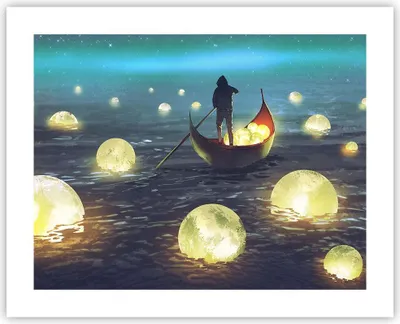 Produktbild von Poster - Poster ohne Rahmen - Boot Wasser Märchen - 50x40 cm - Wand Bild - Wanddeko - Wandbilder - Kunstposter - Wandposter - Bilder - Kunstdruck - Wanddekoration - Wandbild - P2XAA50x40-4002