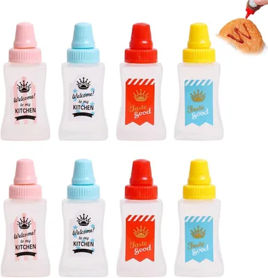 Produktbild von Mini-Saucenflaschen Kunststoff 23 ml, 8 Stück, für Ketchup und Dressing