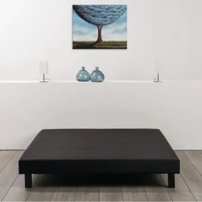 Produktbild von Gepolsterter Lattenrost 160 x 200 cm – Massivholz Schwarz + Füße