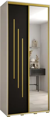 Produktbild von MEBLE KRYSPOL Davos 9 Schrank, zwei Türen - 235,2x110x60 cm - Weiß Schwarz Gold