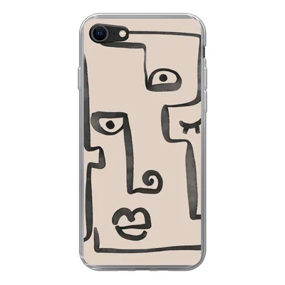 Produktbild von MuchoWow® Handyhülle Schutzhülle Hülle für iPhone SE 2020 Auge - Lippen - Strichzeichnung Silikon Softcase Handy Hülle - Kartenbesitzer
