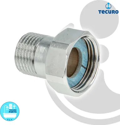 Produktbild von tecuro Verschraubung mit Überwurfmutter x Außengewinde, Messing glanzverchromt ÜWM 3/4 Zoll x AG 1/2 Zoll