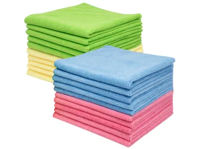 Produktbild von 20er Set Mikrofasertuch, 40x40 cm, farblich sortiert (grün, gelb, blau, rosa)