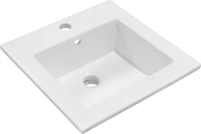 Produktbild von Kerra Einbauwaschbecken KR-41 weiß glänzend quadrat mit Ablage
