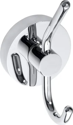 Produktbild von BOMEGA Kleiderhaken Messing Chrom poliert 55x110x60 mm für Bad & Küche >> zum Bohren oder Kleben