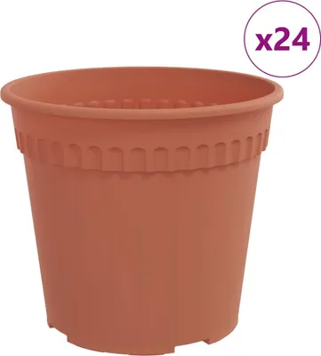 Image de vidaXL Pot de fleurs rond 24 pièces Rouge brique Ø 17 x 14 cm Plastique