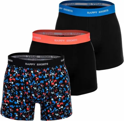 Produktbild von Happy Shorts Herren Retro Pants 3-Pack Motive - Neon Colour Splashes  - Größe XL