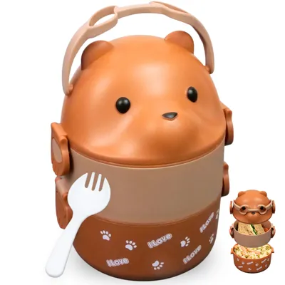 Produktbild von FRADABOX® Kinder Lunchbox „Lou“ 1200ml, 2 Etagen mit Fächern, Brotdose mit Besteck, Meal Prep Bento Box, BPA-frei, Jausenbox für Kinder, Schule, Kita