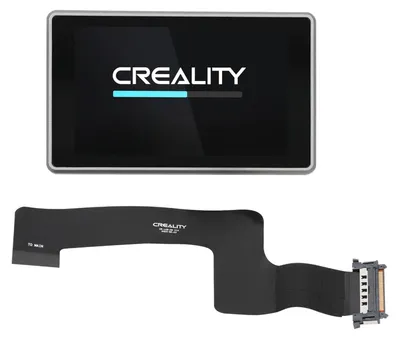 A Creality touchscreen display and its associated flat cable are shown against a white background.