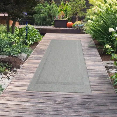 Produktbild von Sisalteppich indoor & outdoor mit Bordüre in grau Größe - 80 x 150 cm