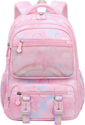 Produktbild von Schulrucksack Mädchen, Kinderrucksack, Kucksack Mädchen, Schultasche, Rosa, L(46x30x18cm)