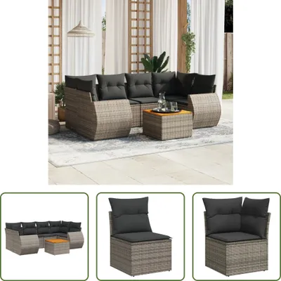 Produktbild von The Living Store 7-tlg. Garten-Sofagarnitur mit Kissen Grau Poly Rattan