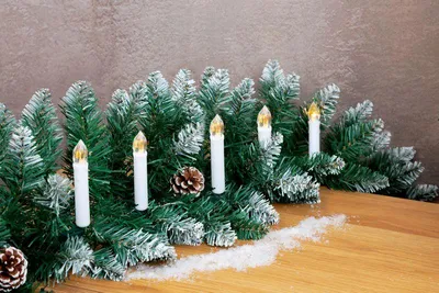 Image de Bougie MagicHome Noël, avec pince, guirlande, 10x LED, 2xAA, 10 pieces, minuterie, 1,5x9 cm