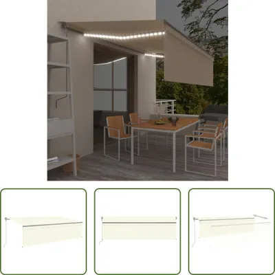 Immagine prodotto di Tenda da sole automatica The Living Store con tapparella, sensore del vento a LED, 5x3 m, color crema